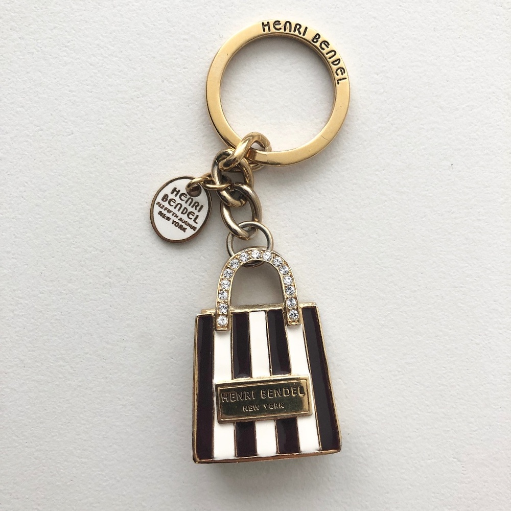 Henri bendel shopping bag keychain fob charm